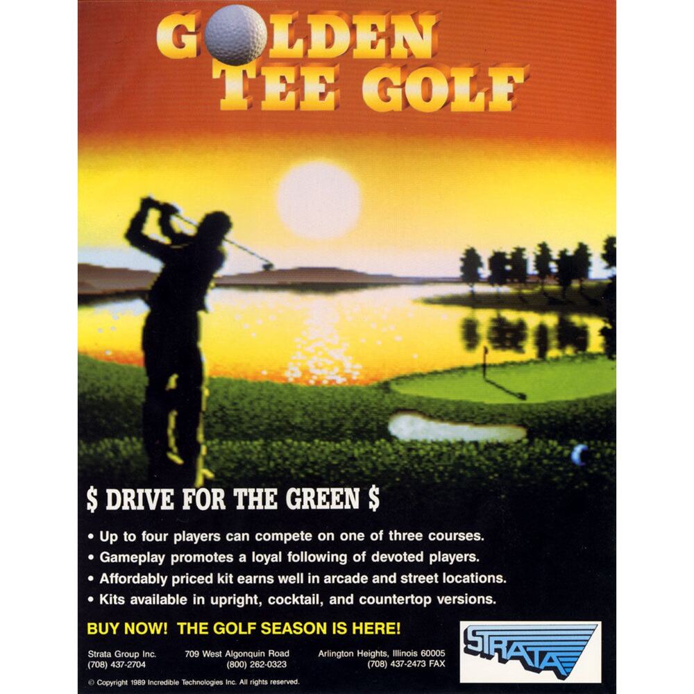 Golden Tee Golf Arcade Game Flyer Vintage Original 1989 Promo Golf Golfing Theme